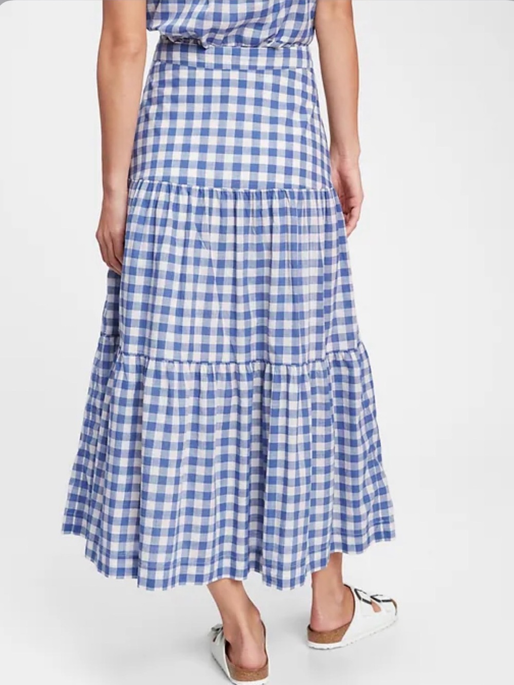 GAP Blue Gingham Tiered Maxi Skirt - Women - Picture 1 of 5